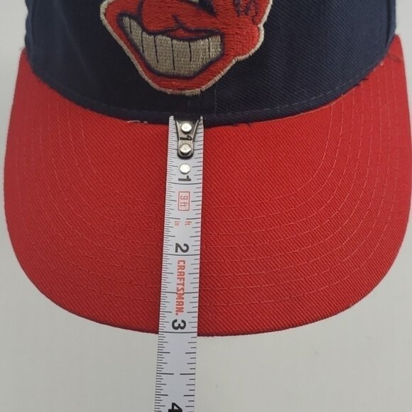 Kids Vintage 90s New Era Diamond Cleveland Baseball Cap Hat Sz 7 - Picture 12 of 16